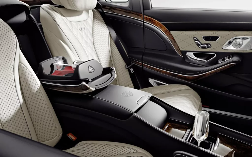 Car with driver service: Salon of Mercedes limousine.