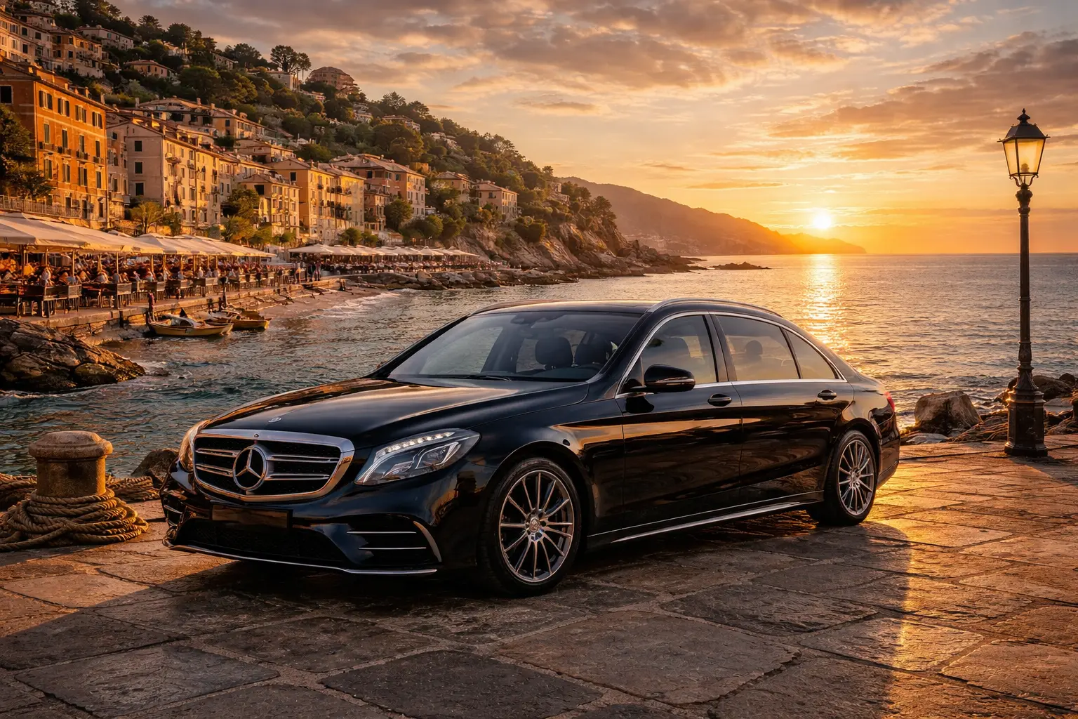 Nice airport Genoa transfer: Limousine S class in Genoa beach