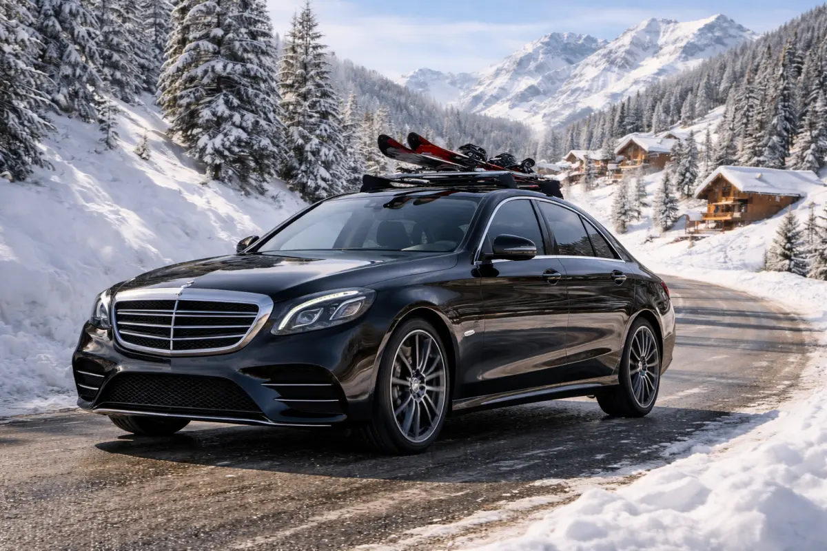 Limousine on road during the Nice airport Valberg transfer